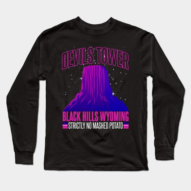 Devils Tower Black Hills Wyoming Long Sleeve T-Shirt by Meta Cortex